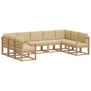 vidaXL Ensemble de canapés d'extérieur 9 pc Blanc et Beige