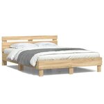 vidaXL Cadre de lit avec LED sans matelas chêne sonoma 140x200 cm