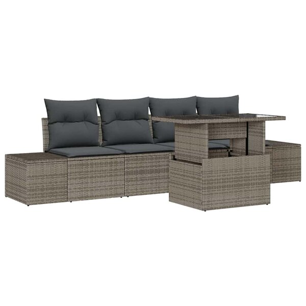 vidaXL Ensemble de canapé de jardin 5 Pièces Gris 100 x 55 x 73 cm
