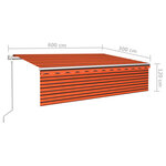 vidaXL Auvent automatique rétractable avec store 6x3m Orange et marron