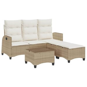 vidaXL Salon de jardin avec coussins forme de L 3 Pièces beige polyrotin