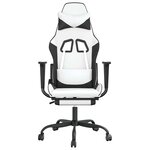 vidaXL Chaise de jeu de massage avec repose-pied Blanc&Noir Similicuir