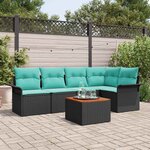 vidaXL Ensemble de canapé de jardin 6 Pièces Noir et turquoise