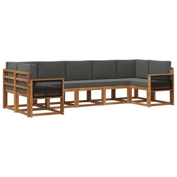vidaXL Ensemble de canapés d'extérieur 7 pc Naturel et Anthracite