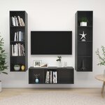 vidaXL Ensemble de meubles TV 3 Pièces Gris brillant Bois d'ingénierie