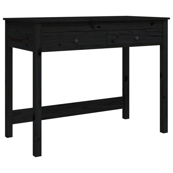 Bureau table poste de travail meuble d'ordinateur informatique étude avec tiroirs 100 x 50 x 78 cm bois massif de pin noir 02_0023472