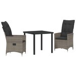 vidaXL Ensemble de salle à manger pour jardin 3 Pièces Gris Poly rotin