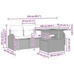 vidaXL Ensemble de salle à manger de jardin 5 pièces avec coussins en noir poly rotin acacia