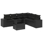 vidaXL Salon de jardin 7 Pièces avec coussins noir résine tressée