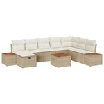 Ensemble de canapé de jardin 9 pièces vidaXL avec coussins en rotin polybeige