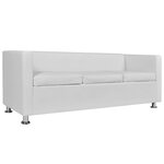 vidaXL Canapé 3 places en similicuir blanc