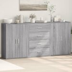 vidaXL Buffets 3 Pièces sonoma gris 60x31x84 cm bois d'ingénierie