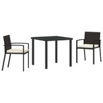vidaXL Ensemble de salle à manger pour jardin 3 Pièces Noir Poly rotin