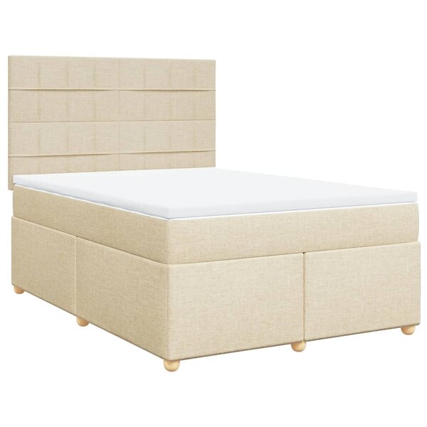 vidaXL Sommier à lattes de lit avec matelas Crème 160x200 cm Tissu