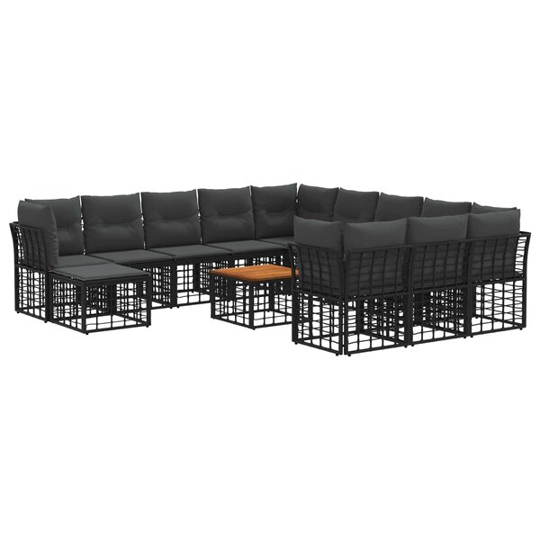 vidaXL Ensemble de canapés d'extérieur 13 Pièces Noir et Gris foncé