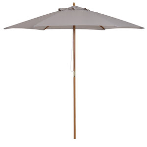 Parasol droit rond grande taille de jardin Ø 2,5 x 2,25H m bois de bambou gris