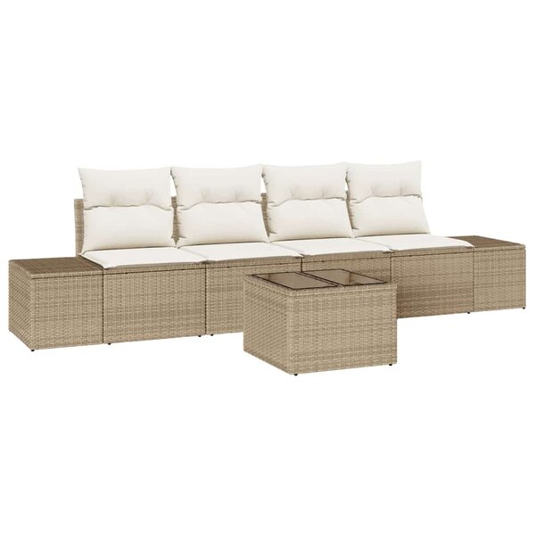 vidaXL Ensemble de canapé de jardin 5 Pièces Beige  Crème 55 x 55 x 37 cm