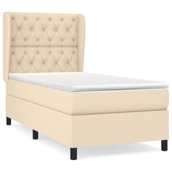 vidaXL Sommier à lattes de lit avec matelas Crème 80x200 cm Tissu
