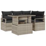 vidaXL Ensemble de canapé de jardin 5 Pièces Gris clair Poly rotin
