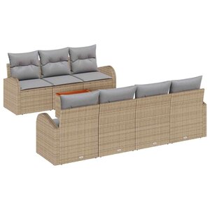 vidaXL Ensemble de canapé de jardin 8 Pièces Beige Poly rotin