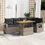 vidaXL Salon de jardin 6 Pièces avec coussins gris résine tressée