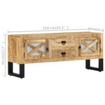 vidaXL Meuble TV 110x30x45 cm Bois de manguier brut