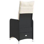 vidaXL Chaise inclinable de jardin avec coussins noir résine tressée