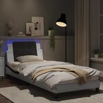 vidaXL Cadre de lit avec lumières LED blanc noir 90x190 cm similicuir