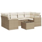 vidaXL Salon de jardin avec coussins 7 Pièces beige résine tressée