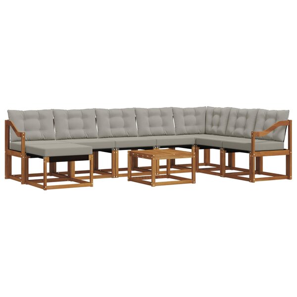 vidaXL Ensemble de canapés d'extérieur 9 Pièces Gris Naturel et Clair