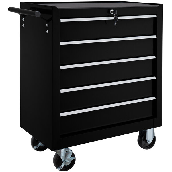 Tectake servante d'atelier 5 tiroirs - noir