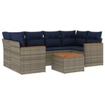 vidaXL Salon de jardin 7 Pièces avec coussins gris résine tressée