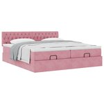 vidaXL Cadre de lit ottoman avec matelas rose 180x200 cm velours
