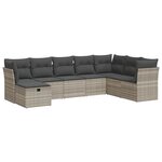 vidaXL Salon de jardin 8 Pièces avec coussins gris clair résine tressée