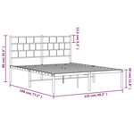 vidaXL Cadre de lit métal sans matelas et tête de lit blanc 120x190 cm