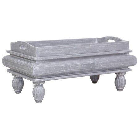 vidaXL Table basse Gris 90 x 50 x 40 cm Bois d'acajou massif