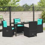 vidaXL Ensemble de salle à manger pour jardin 5 Pièces Noir Poly rotin