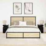 vidaXL Meuble de chevet avec tiroir 2 Pièces Chêne noir 35 x 39 x 55 cm