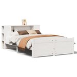 vidaXL Lit bibliothèque sans matelas blanc 140x190 cm bois pin massif