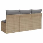 vidaXL Canapé de jardin avec coussins 3 places beige résine tressée