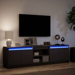 vidaXL Meuble TV avec LED noir 180x34x50 cm bois d'ingénierie
