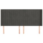 vidaXL Tête de lit avec oreilles Gris foncé 163x16x118/128 cm Velours