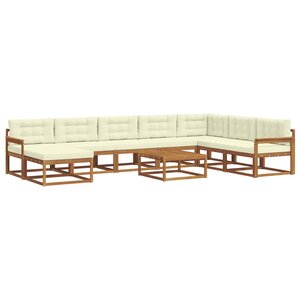 vidaXL Ensemble de canapés d'extérieur 9 Pièces Naturel et Crème