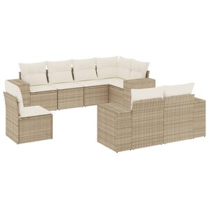 vidaXL Salon de jardin avec coussins 8 Pièces beige résine tressée