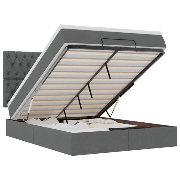 VidaXL Cadre de lit ottoman avec matelas gris foncé 140x200 cm tissu