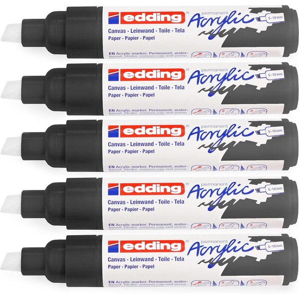 Marqueur Acrylique 5000 Noir Pointe Large 5-10 mm x 5 EDDING