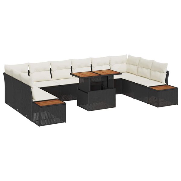 vidaXL Ensemble de salle à manger pour jardin 11 Pièces Blanc Noir