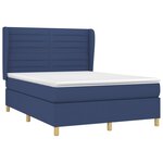 vidaXL Sommier à lattes de lit avec matelas Bleu 140x200 cm Tissu