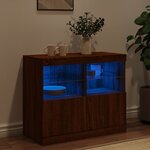 vidaXL Buffet avec lumières LED chêne marron 81x37x67 cm