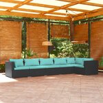 vidaXL Salon de jardin 6 Pièces avec coussins Résine tressée Noir